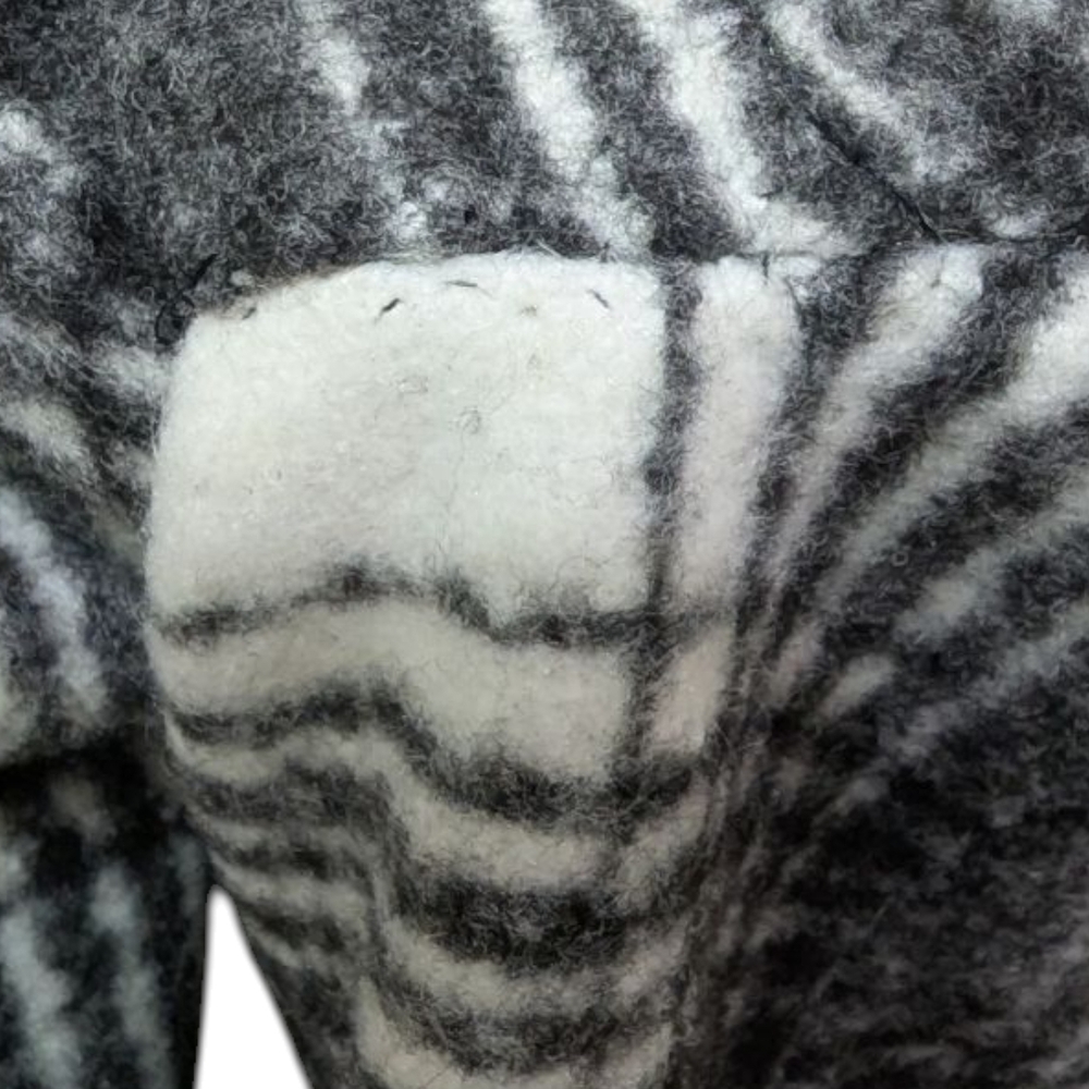 {FLAW} Lane Bryant Black and White Plaid Funnel Neck Pea Car Wool Blend Coat (M) - Picture 8 of 11